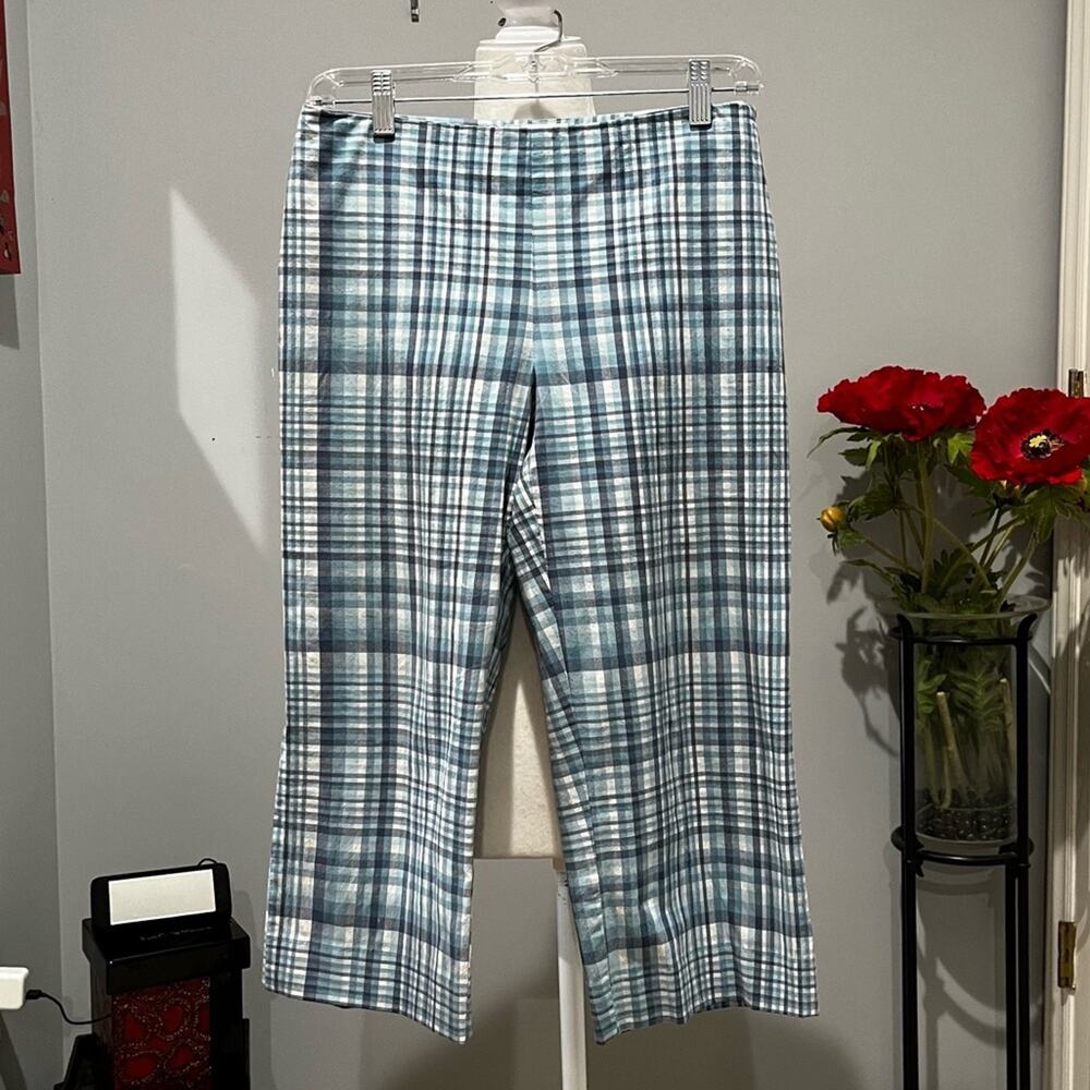 NEW Brooks Brothers 346 Preppy Cotton Poplin Plaid Y2K Capri Yacht Pants 6 NWOT - Picture 3 of 16